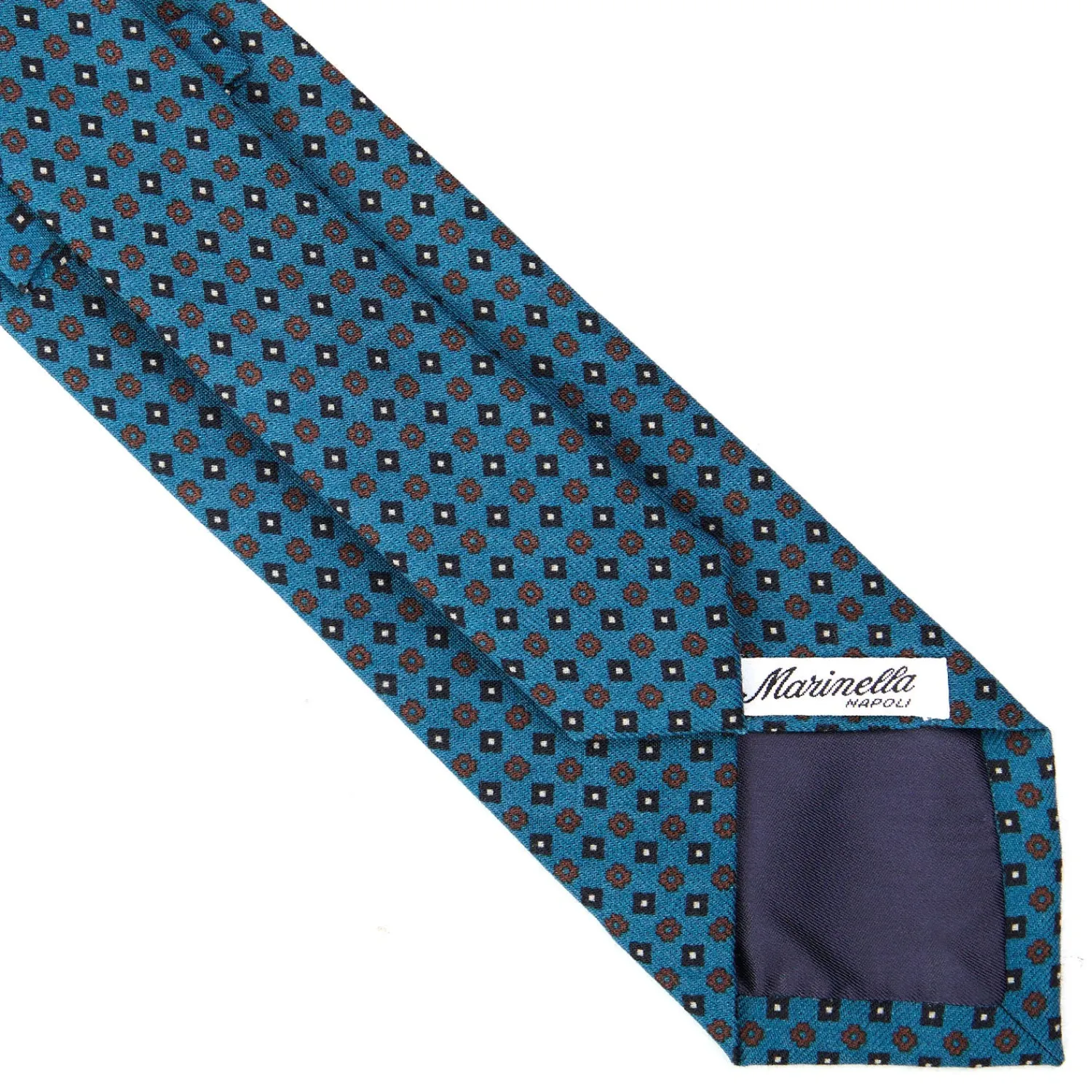 E.Marinella CRAVATTE|Cravatte In Lana E Cashmere|CRAVATTA CLASSICA IN LANA BLU MEDIO Microfantasia fiore