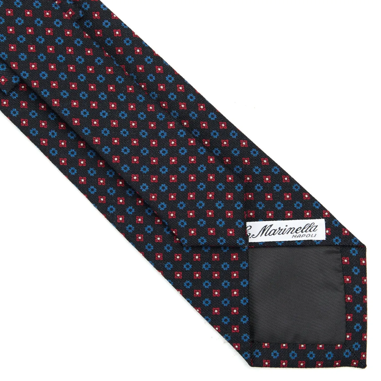 E.Marinella CRAVATTE|Cravatte In Lana E Cashmere|CRAVATTA CLASSICA IN LANA BLU SCURO Microfantasia fiore