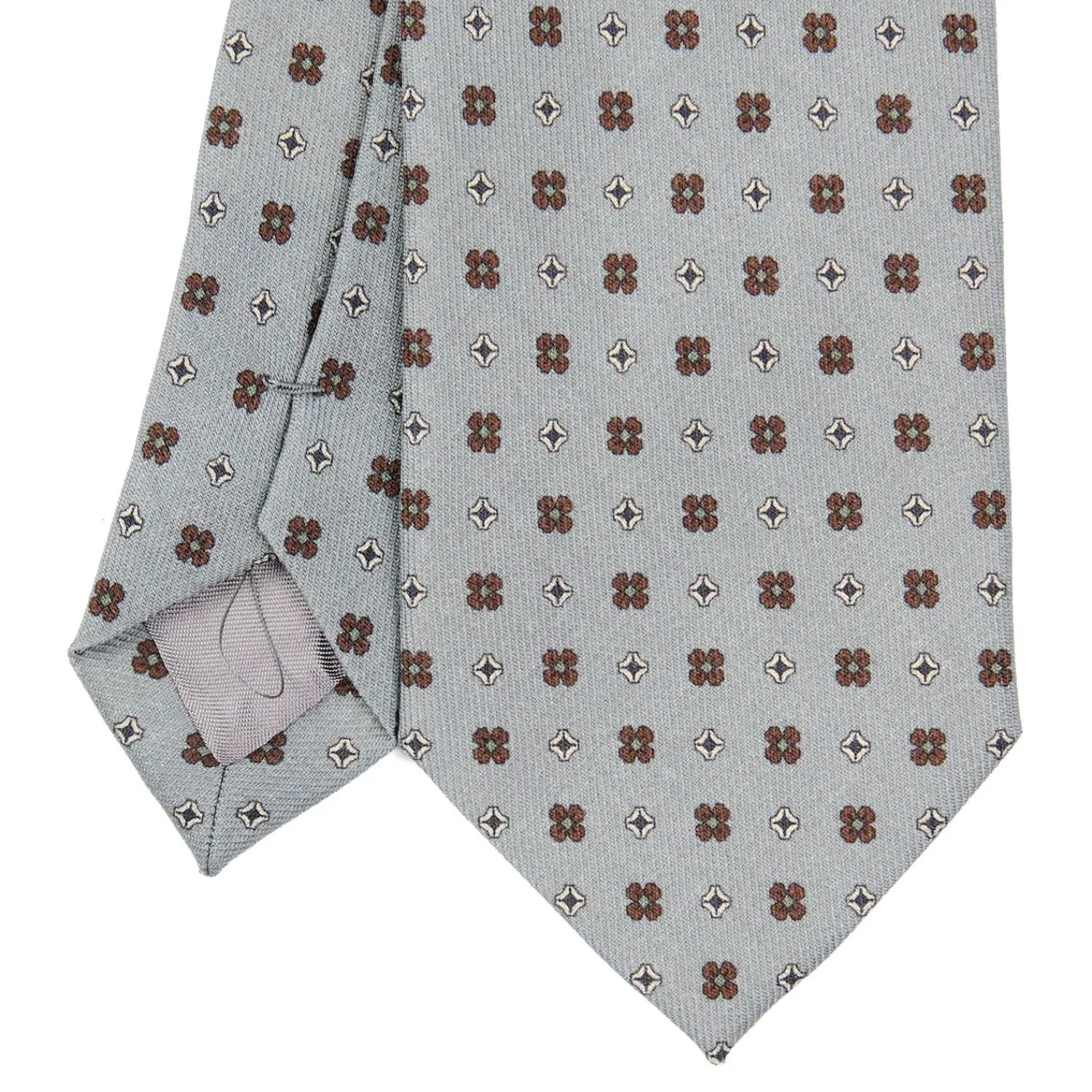 E.Marinella CRAVATTE|Cravatte In Lana E Cashmere|CRAVATTA CLASSICA IN LANA GRIGIO CHIARO Microfantasia fiore