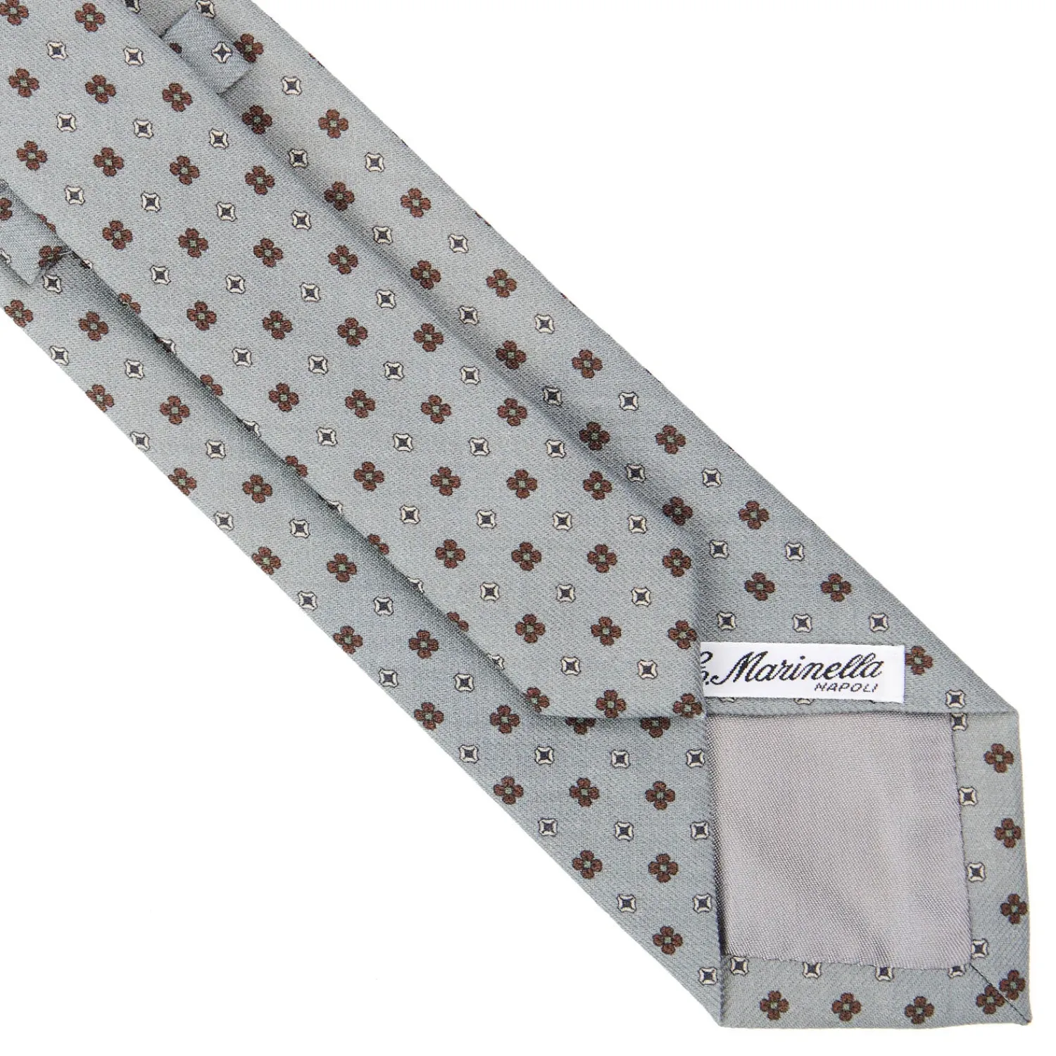 E.Marinella CRAVATTE|Cravatte In Lana E Cashmere|CRAVATTA CLASSICA IN LANA GRIGIO CHIARO Microfantasia fiore