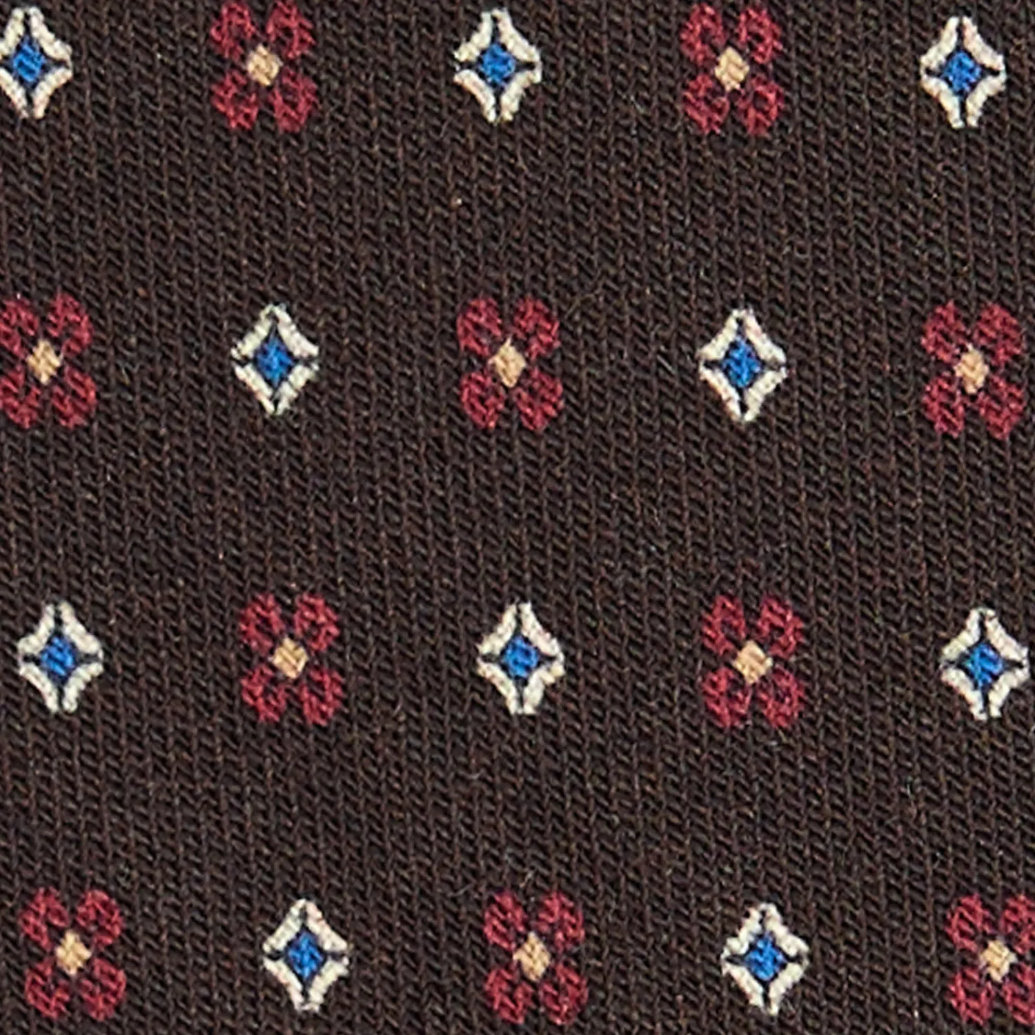 E.Marinella CRAVATTE|Cravatte In Lana E Cashmere|CRAVATTA CLASSICA IN LANA MARRONE SCURO Microfantasia fiore