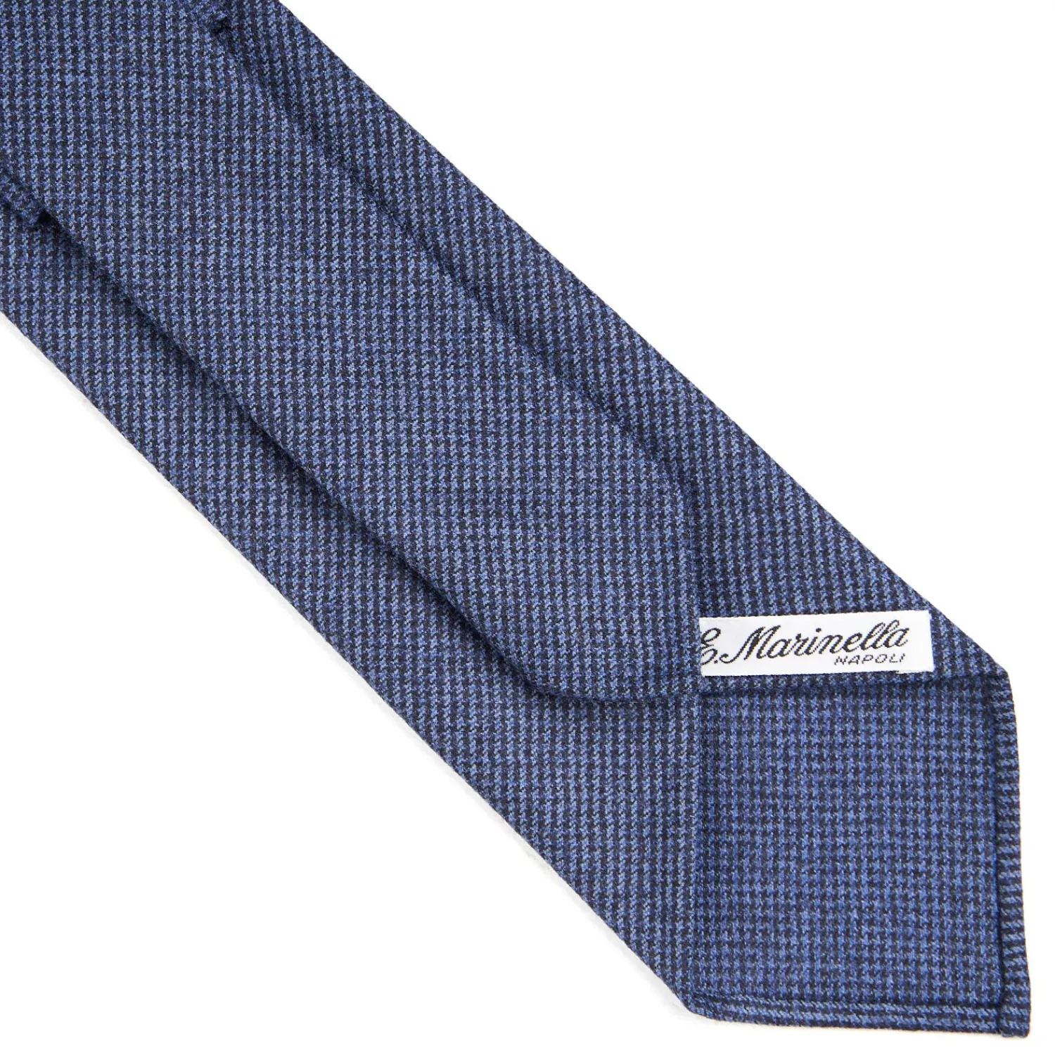 E.Marinella CRAVATTE|Cravatte In Lana E Cashmere|CRAVATTA CLASSICA IN LANA SFODERATA BLU Pied de poule