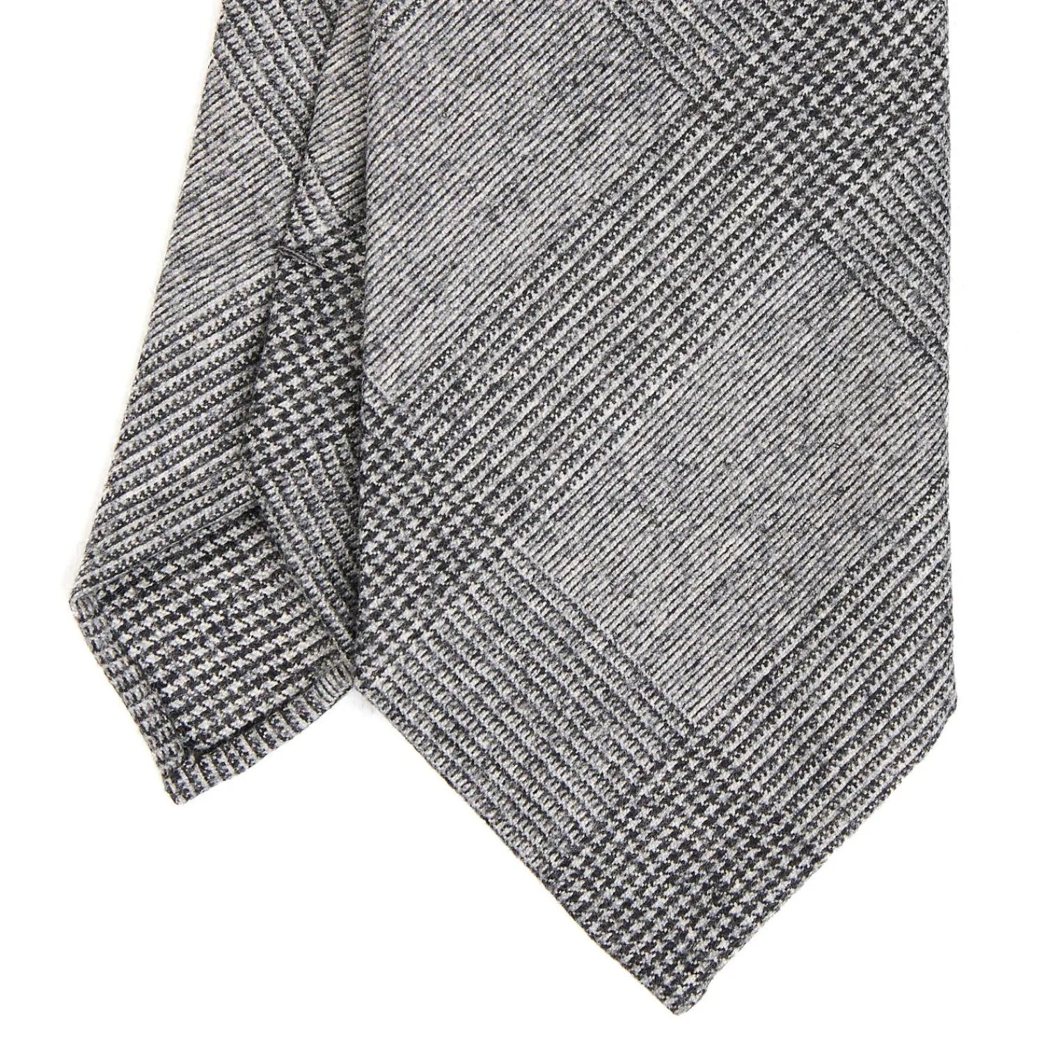 E.Marinella CRAVATTE|Cravatte In Seta Stampata|CRAVATTA CLASSICA IN LANA SFODERATA GRIGIO CHIARO Principe di galles