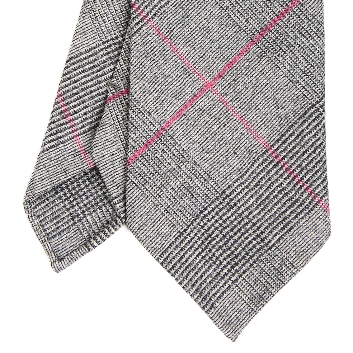 E.Marinella CRAVATTE|Cravatte In Seta Stampata|CRAVATTA CLASSICA IN LANA SFODERATA GRIGIO CHIARO Principe di galles