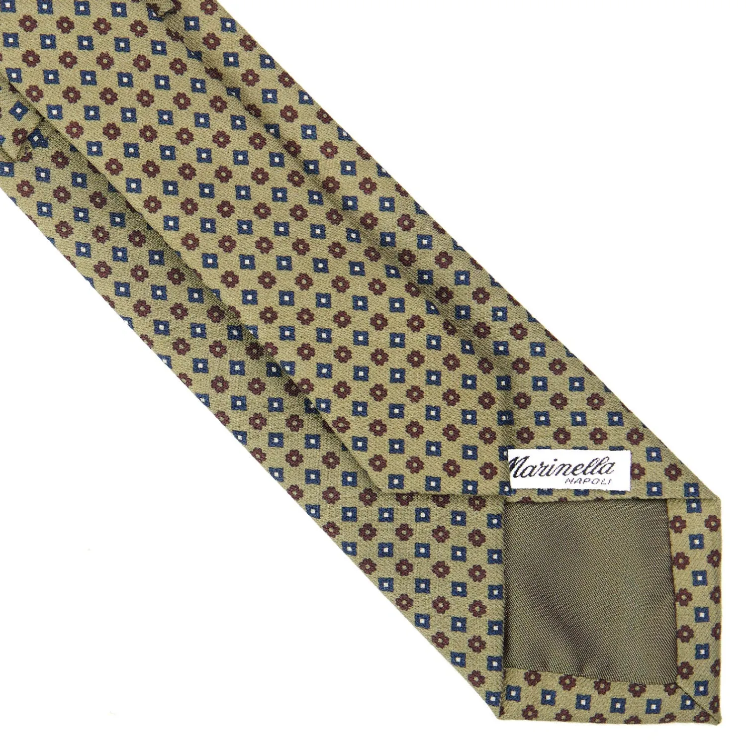 E.Marinella CRAVATTE|Cravatte In Lana E Cashmere|CRAVATTA CLASSICA IN LANA VERDE OLIVA Microfantasia fiore