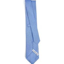 E.Marinella CRAVATTE|Cravatte In Seta Stampata|CRAVATTA CLASSICA IN SETA AZZURRO Microfantasia m geometrica