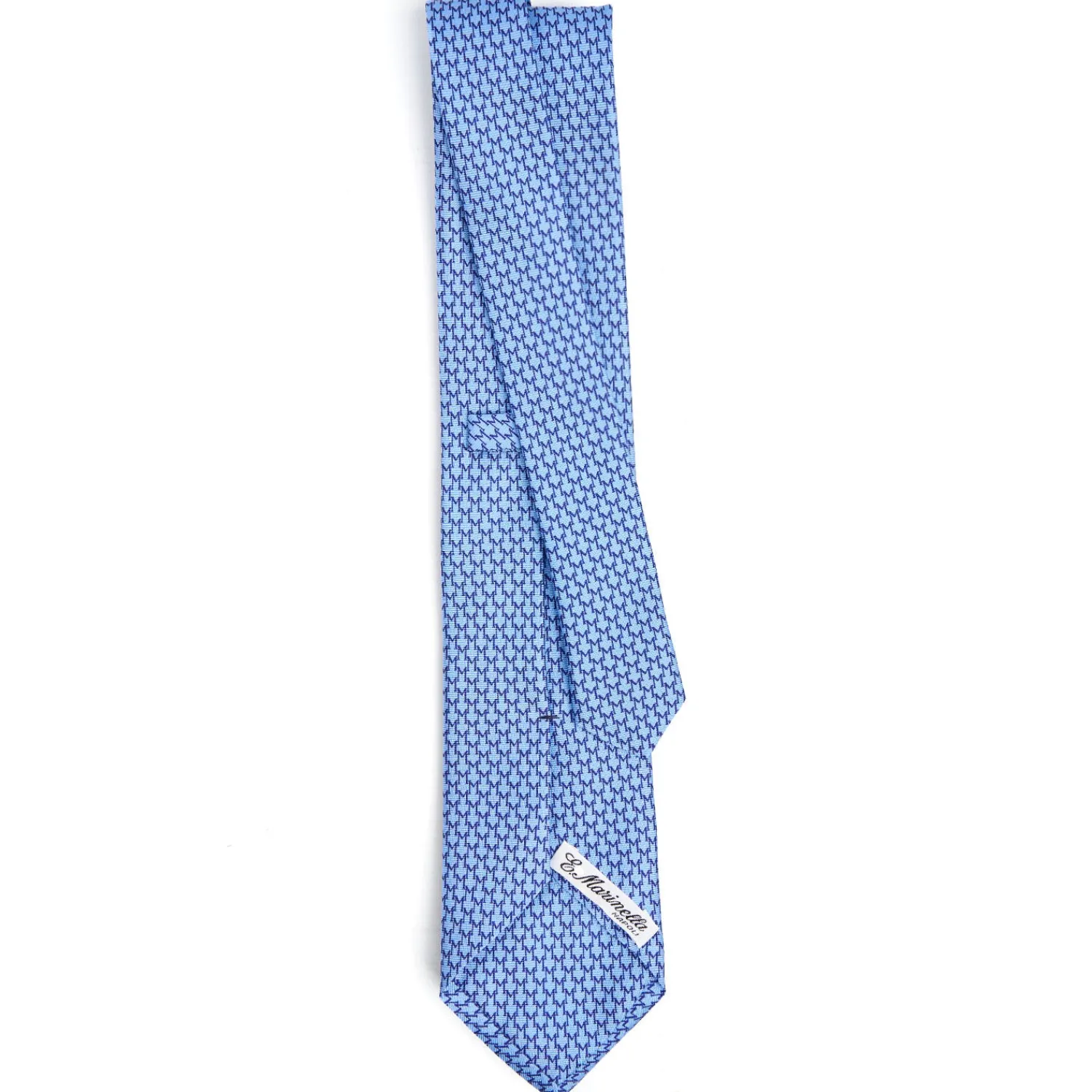 E.Marinella CRAVATTE|Cravatte In Seta Stampata|CRAVATTA CLASSICA IN SETA AZZURRO Microfantasia m geometrica