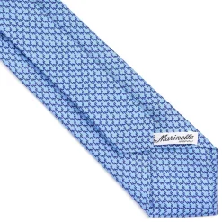 E.Marinella CRAVATTE|Cravatte In Seta Stampata|CRAVATTA CLASSICA IN SETA AZZURRO Microfantasia m geometrica
