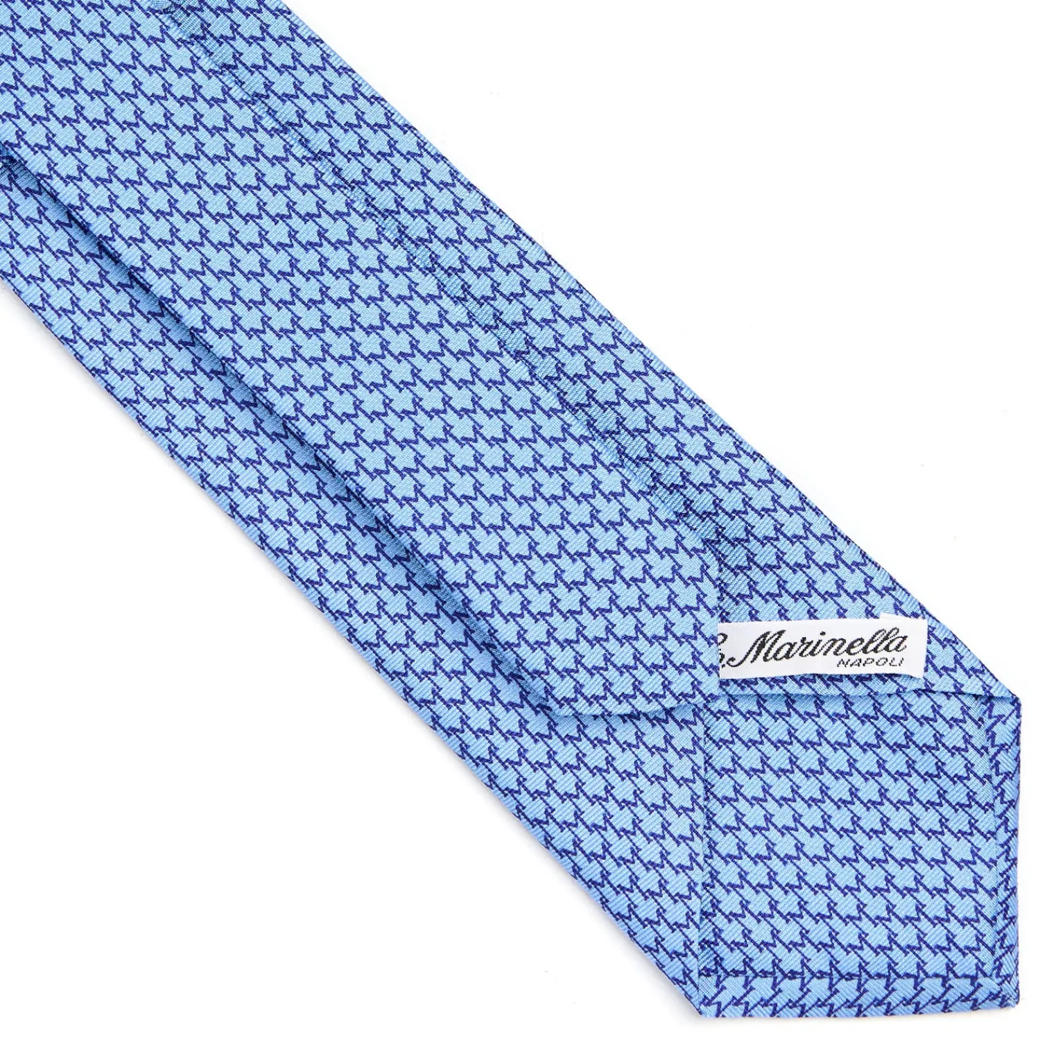 E.Marinella CRAVATTE|Cravatte In Seta Stampata|CRAVATTA CLASSICA IN SETA AZZURRO Microfantasia m geometrica