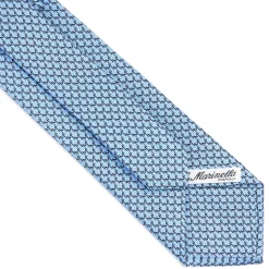 E.Marinella CRAVATTE|Cravatte In Seta Stampata|CRAVATTA CLASSICA IN SETA AZZURRO Microfantasia m geometrica