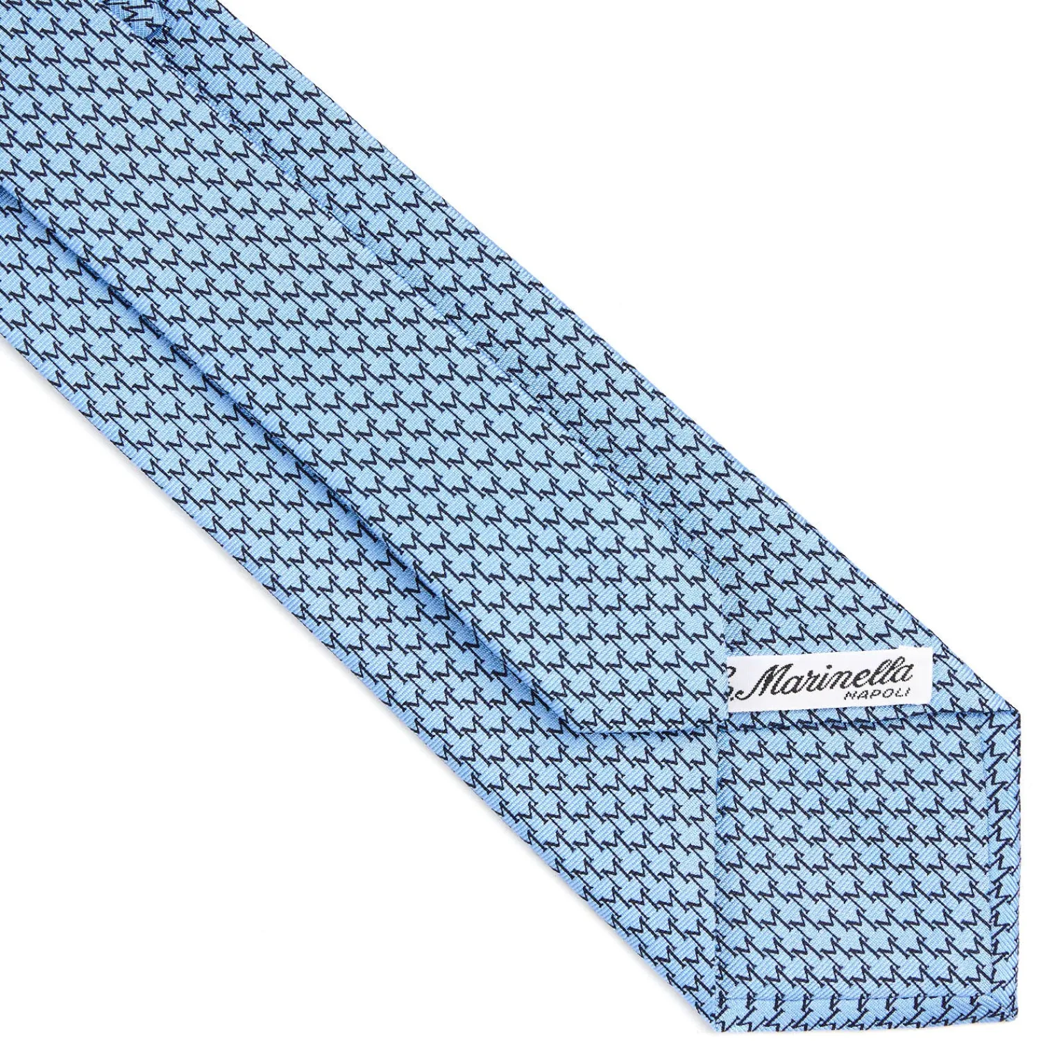 E.Marinella CRAVATTE|Cravatte In Seta Stampata|CRAVATTA CLASSICA IN SETA AZZURRO Microfantasia m geometrica