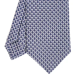 E.Marinella CRAVATTE|Cravatte In Seta Stampata|CRAVATTA CLASSICA IN SETA BLU Microfantasia m geometrica