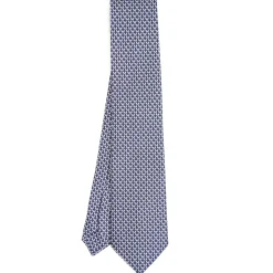 E.Marinella CRAVATTE|Cravatte In Seta Stampata|CRAVATTA CLASSICA IN SETA BLU Microfantasia m geometrica