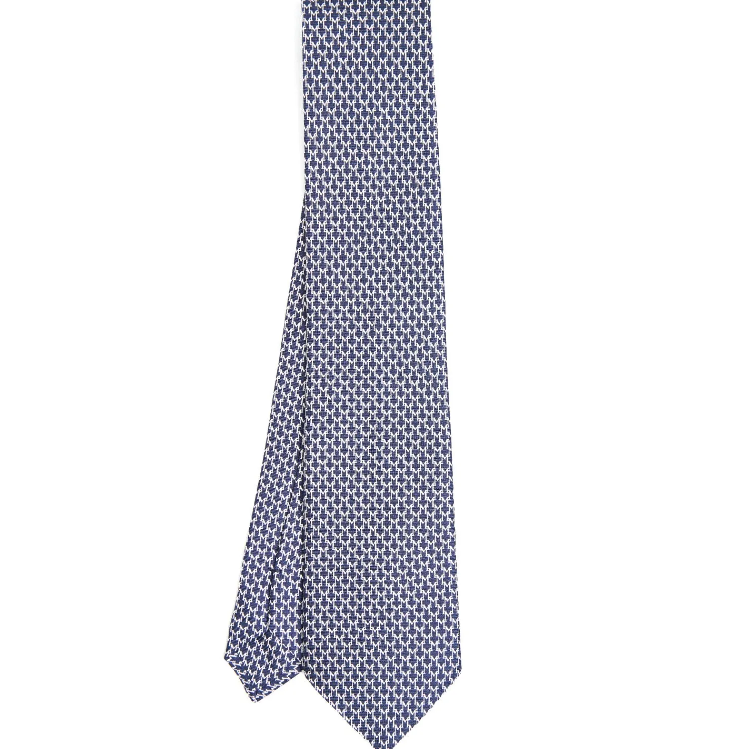 E.Marinella CRAVATTE|Cravatte In Seta Stampata|CRAVATTA CLASSICA IN SETA BLU Microfantasia m geometrica