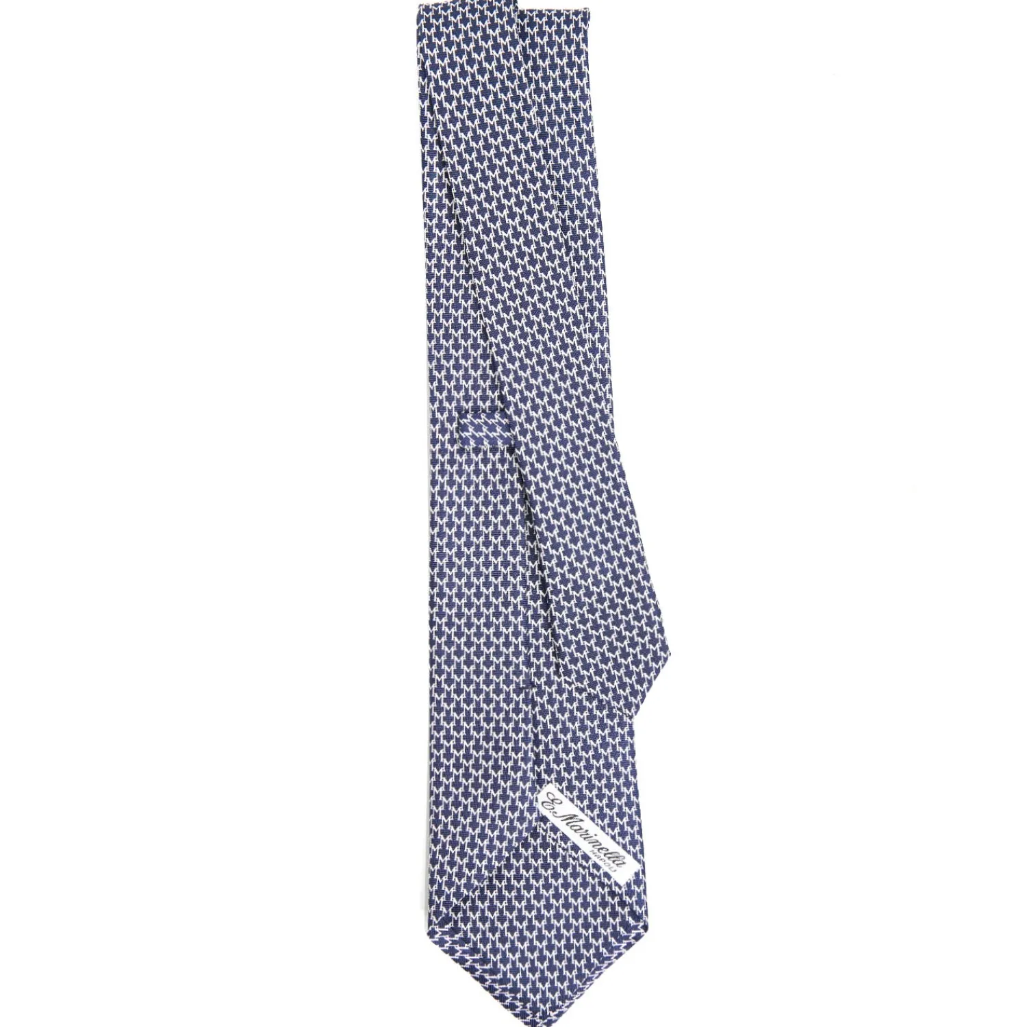 E.Marinella CRAVATTE|Cravatte In Seta Stampata|CRAVATTA CLASSICA IN SETA BLU Microfantasia m geometrica