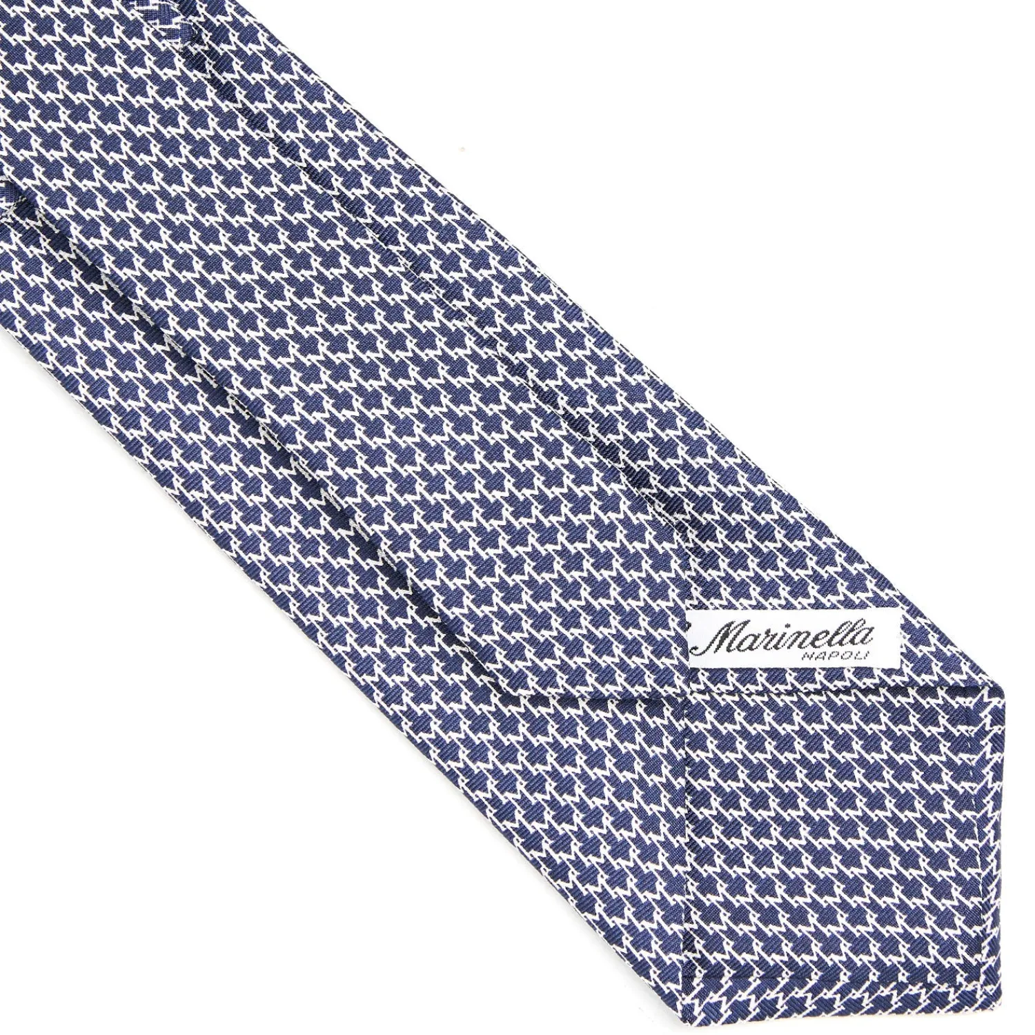 E.Marinella CRAVATTE|Cravatte In Seta Stampata|CRAVATTA CLASSICA IN SETA BLU Microfantasia m geometrica
