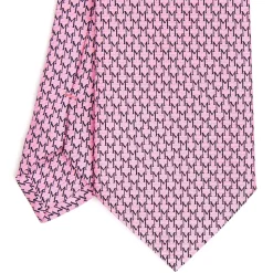 E.Marinella CRAVATTE|Cravatte In Seta Stampata|CRAVATTA CLASSICA IN SETA ROSA Microfantasia m geometrica