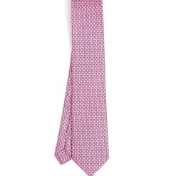 E.Marinella CRAVATTE|Cravatte In Seta Stampata|CRAVATTA CLASSICA IN SETA ROSA Microfantasia m geometrica