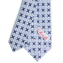 E.Marinella CRAVATTE|CRAVATTA DONNA CLASSICA IN SETA STAMPATA AZZURRA Microfantasia inspirazione foulard