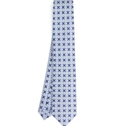 E.Marinella CRAVATTE|CRAVATTA DONNA CLASSICA IN SETA STAMPATA AZZURRA Microfantasia inspirazione foulard