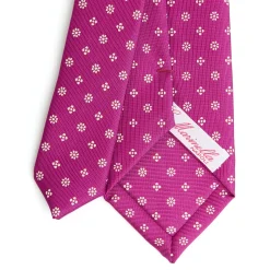 E.Marinella CRAVATTE|CRAVATTA DONNA CLASSICA IN SETA STAMPATA FUCSIA Microfantasia fiore