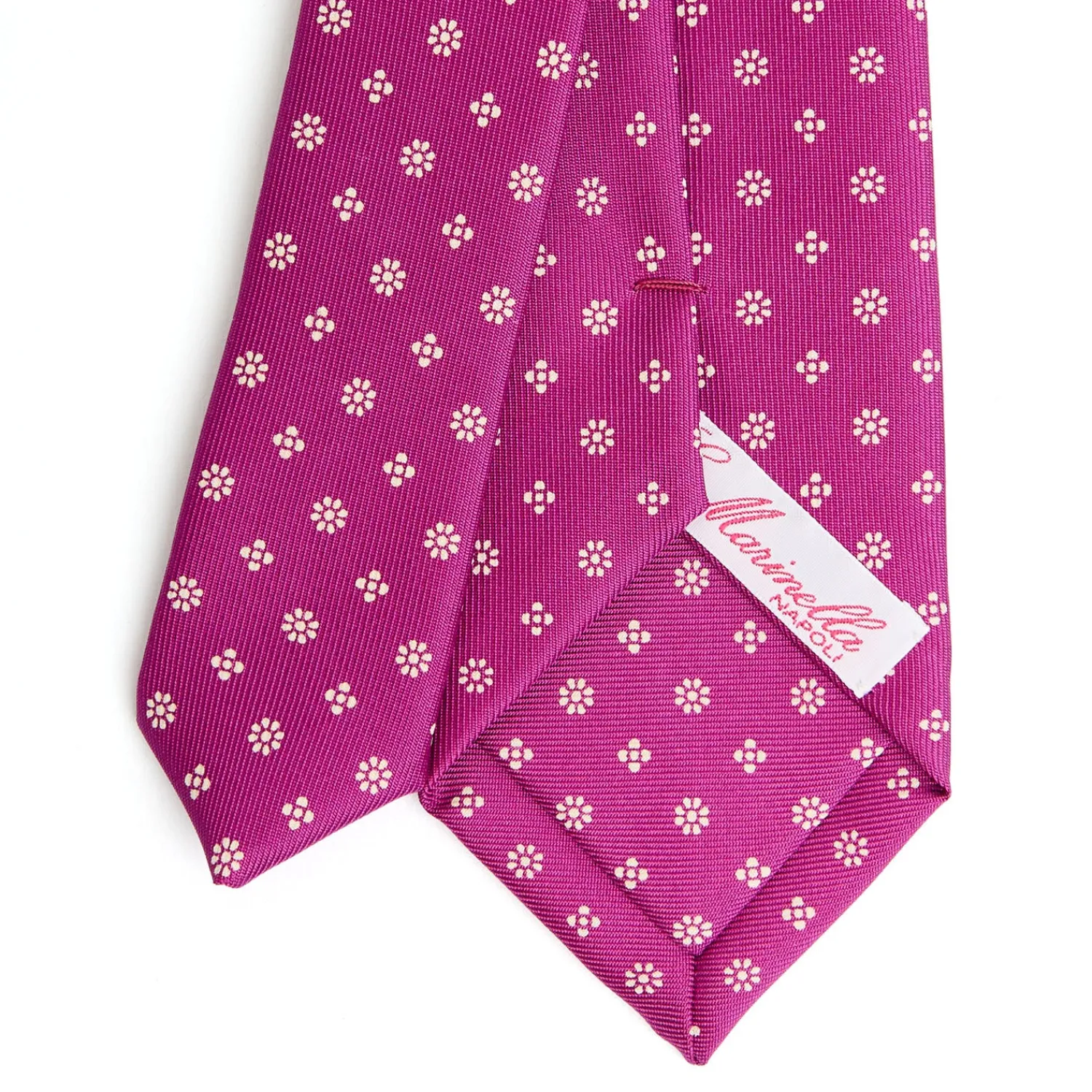 E.Marinella CRAVATTE|CRAVATTA DONNA CLASSICA IN SETA STAMPATA FUCSIA Microfantasia fiore