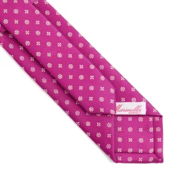 E.Marinella CRAVATTE|CRAVATTA DONNA CLASSICA IN SETA STAMPATA FUCSIA Microfantasia fiore