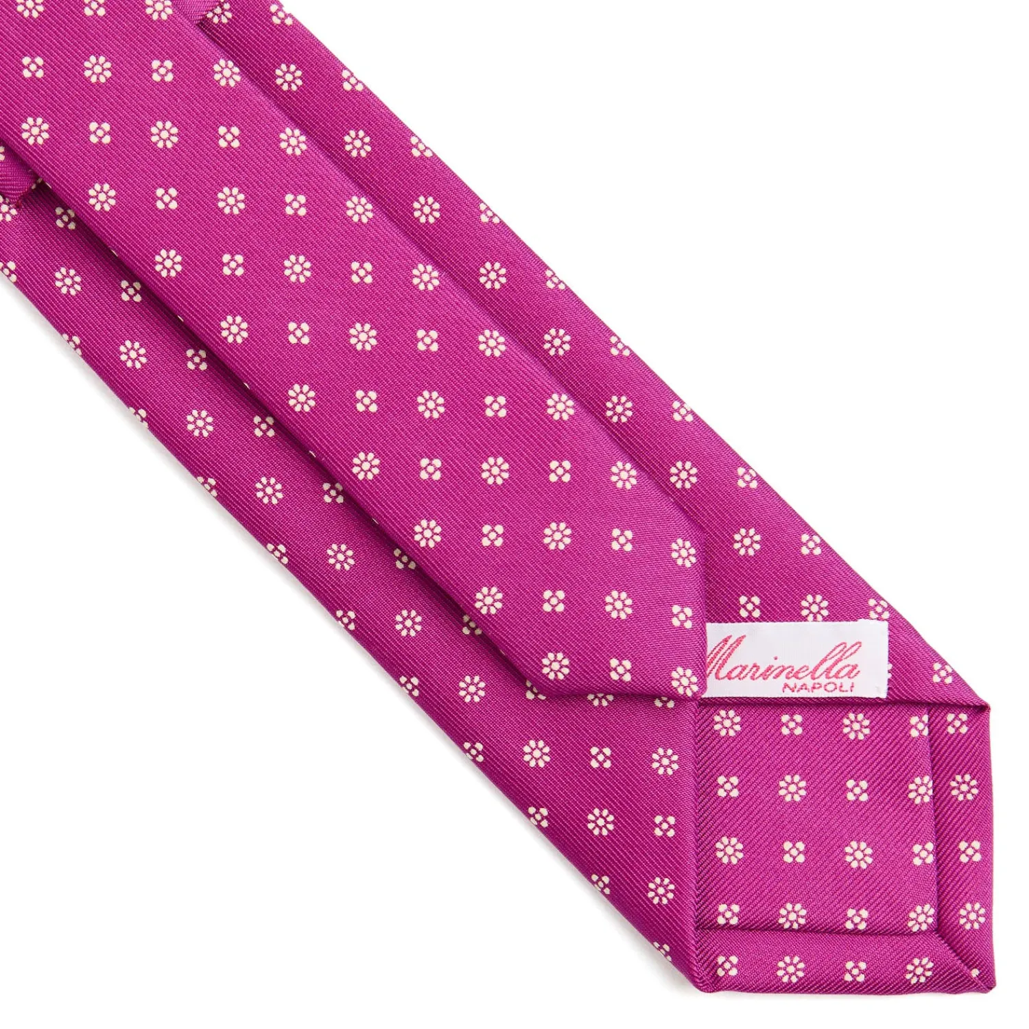 E.Marinella CRAVATTE|CRAVATTA DONNA CLASSICA IN SETA STAMPATA FUCSIA Microfantasia fiore