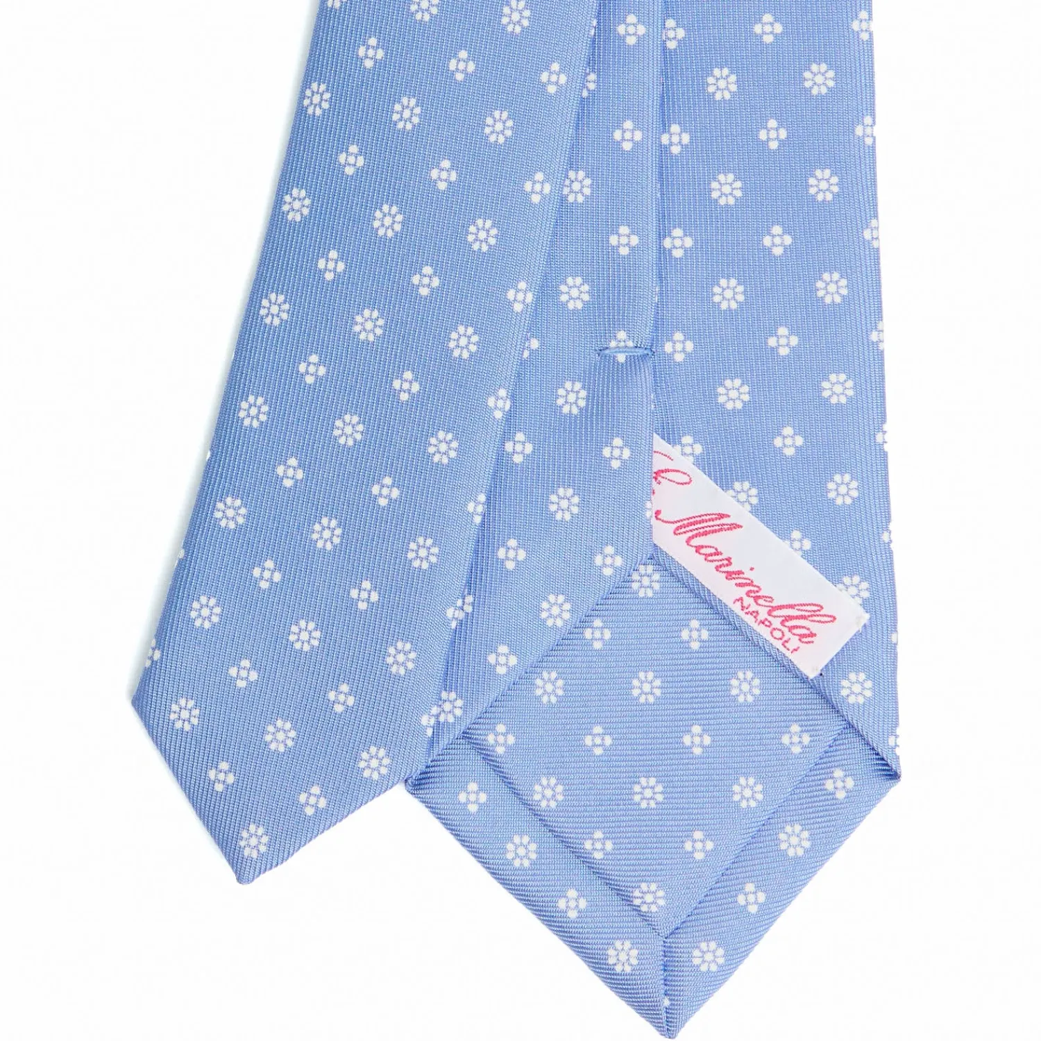 E.Marinella CRAVATTE|CRAVATTA DONNA CLASSICA IN SETA STAMPATA AZZURRA Microfantasia fiore
