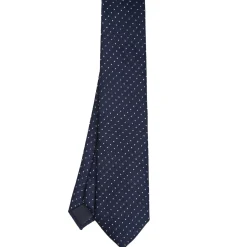 E.Marinella CRAVATTE|CRAVATTA DONNA IN LANA BLU SCURO Microfantasia geometrica