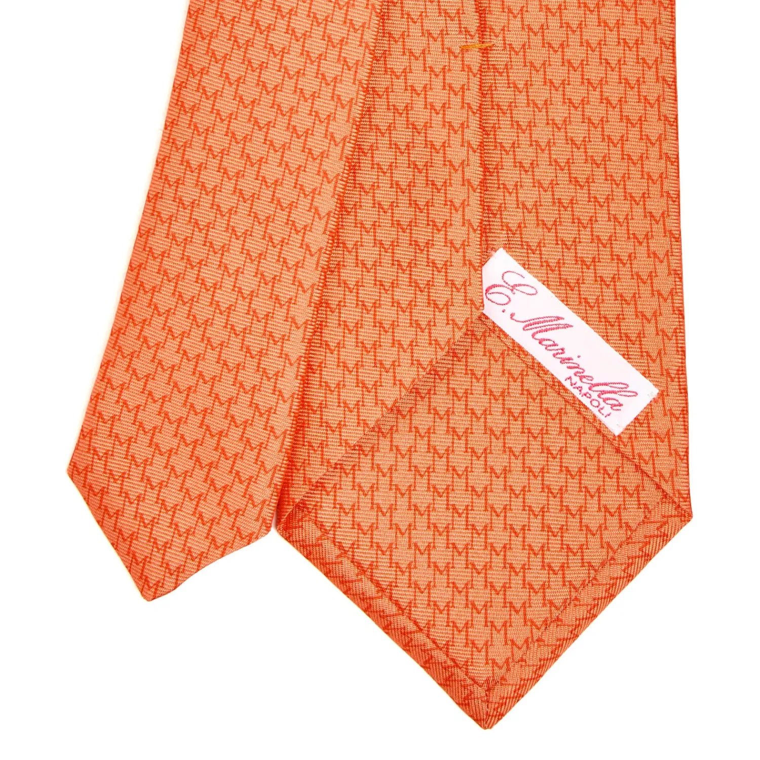 E.Marinella CRAVATTE|CRAVATTA DONNA IN SETA STAMPATA ARANCIONE Micorfantasia m geometrica