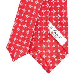 E.Marinella CRAVATTE|CRAVATTA DONNA ROSSA 7 CM IN SETA STAMPATA San valentino edition