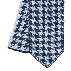 E.Marinella CRAVATTE|CRAVATTA DONNA TRICOT IN SETA AZZURRA Pied de poule