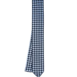 E.Marinella CRAVATTE|CRAVATTA DONNA TRICOT IN SETA AZZURRA Pied de poule