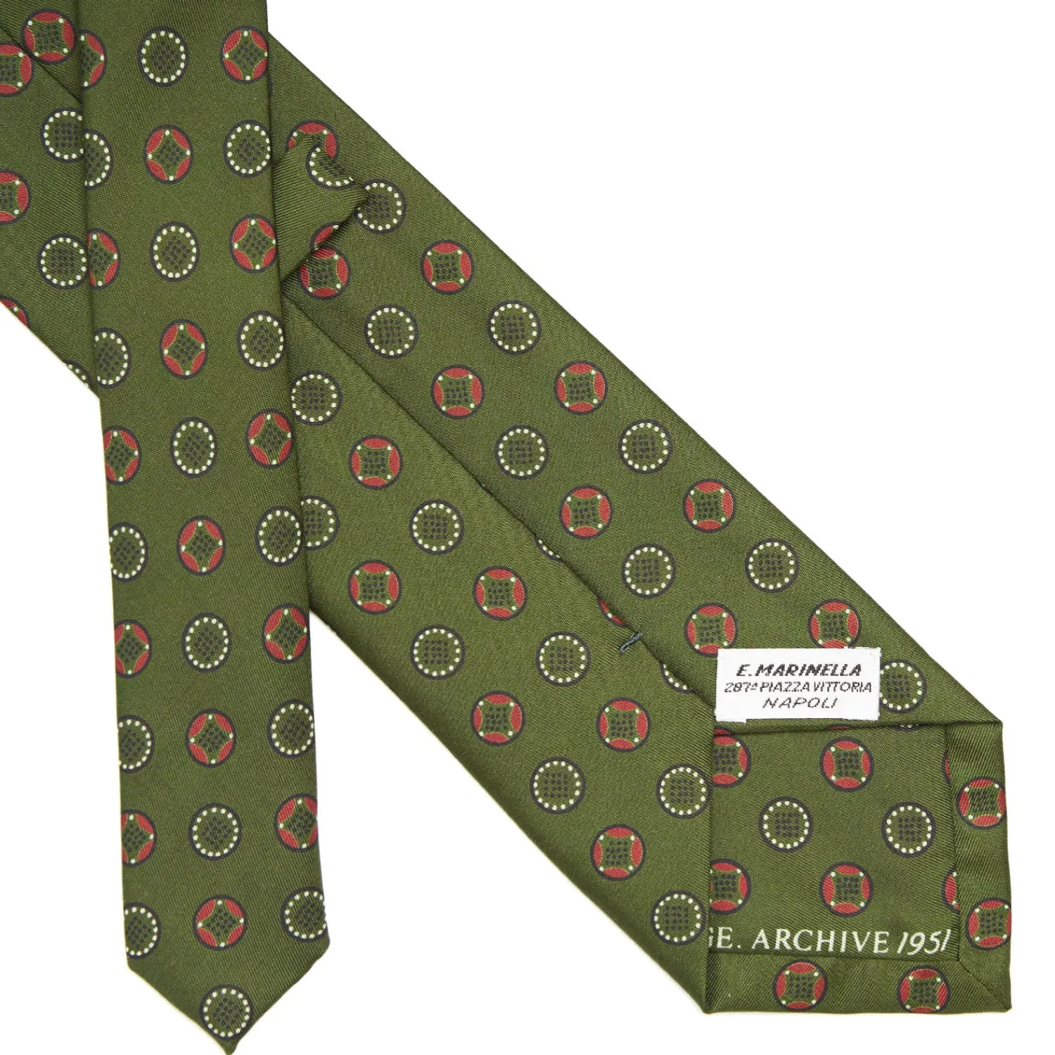 E.Marinella CRAVATTE|Cravatte Collezione Archivio|CRAVATTA IN SETA VERDE OLIVA Collezione archivio anno 1951