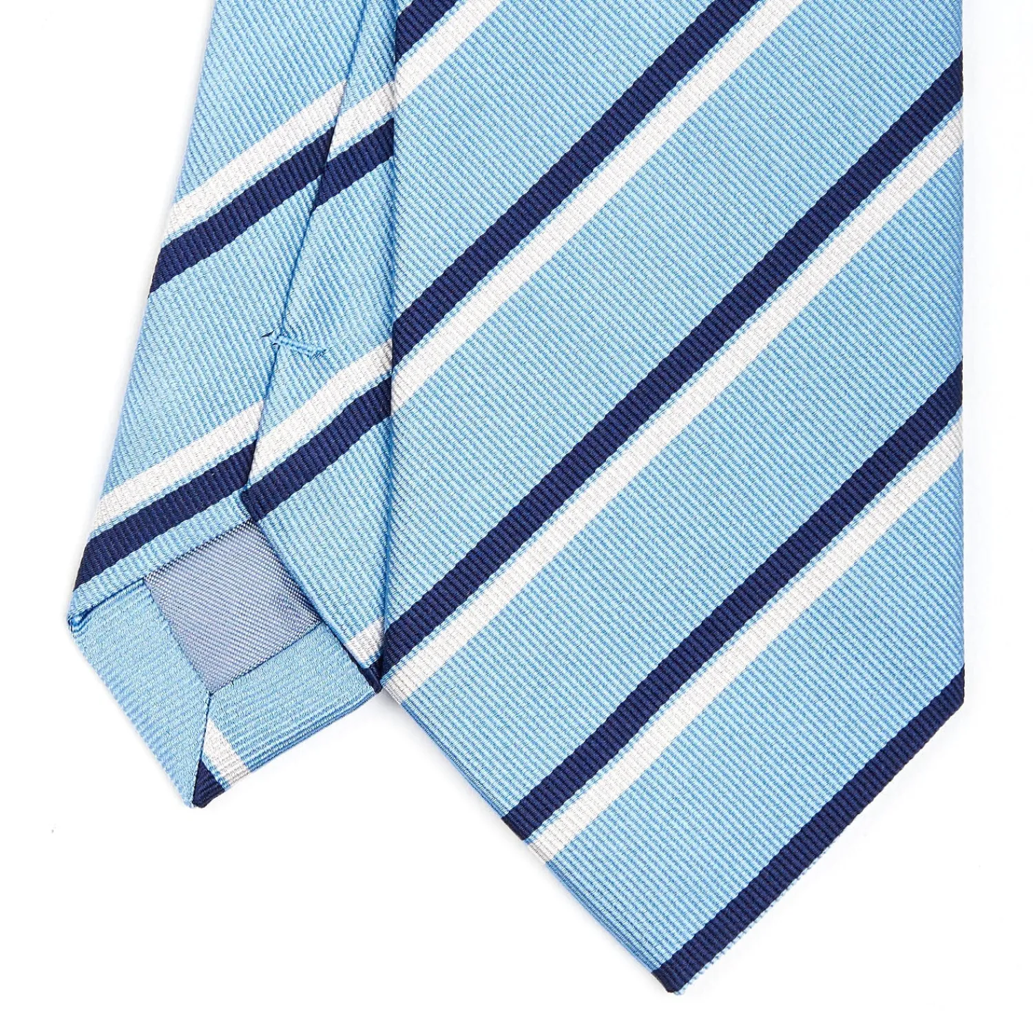 E.Marinella CRAVATTE|Cravatte Regimental E Rigate|CRAVATTA REGIMENTAL IN SETA AZZURRA Righe blu e bianche