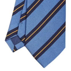 E.Marinella CRAVATTE|Cravatte Regimental E Rigate|CRAVATTA REGIMENTAL IN SETA AZZURRO POLVERE Righe blu