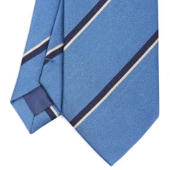 E.Marinella CRAVATTE|Cravatte Regimental E Rigate|CRAVATTA REGIMENTAL IN SETA AZZURRO POLVERE Righe blu e bianche