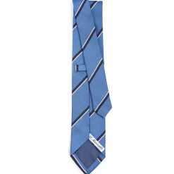 E.Marinella CRAVATTE|Cravatte Regimental E Rigate|CRAVATTA REGIMENTAL IN SETA AZZURRO POLVERE Righe blu e bianche