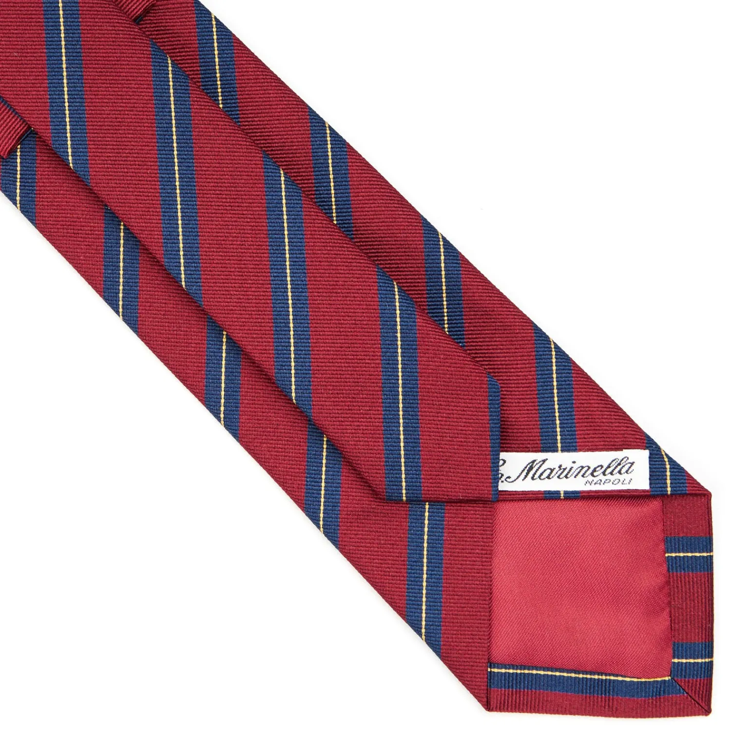 E.Marinella CRAVATTE|Cravatte Regimental E Rigate|CRAVATTA REGIMENTAL IN SETA BORDEAUX Righe blu e beige