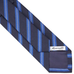 E.Marinella CRAVATTE|Cravatte Regimental E Rigate|CRAVATTA REGIMENTAL IN SETA BLU SCURO Righe azzurre