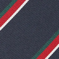 E.Marinella CRAVATTE|Cravatte Regimental E Rigate|CRAVATTA REGIMENTAL IN SETA BLU SCURO Righe verdi e rosse