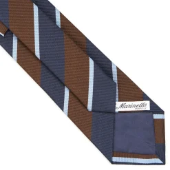 E.Marinella CRAVATTE|Cravatte Regimental E Rigate|CRAVATTA REGIMENTAL IN SETA BLU SCURO Righe azzurre e marroni