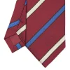 E.Marinella CRAVATTE|Cravatte Regimental E Rigate|CRAVATTA REGIMENTAL IN SETA BORDEAUX Righe beige e azzurre