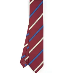 E.Marinella CRAVATTE|Cravatte Regimental E Rigate|CRAVATTA REGIMENTAL IN SETA BORDEAUX Righe beige e azzurre