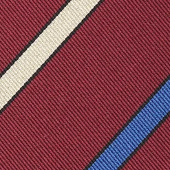 E.Marinella CRAVATTE|Cravatte Regimental E Rigate|CRAVATTA REGIMENTAL IN SETA BORDEAUX Righe beige e azzurre