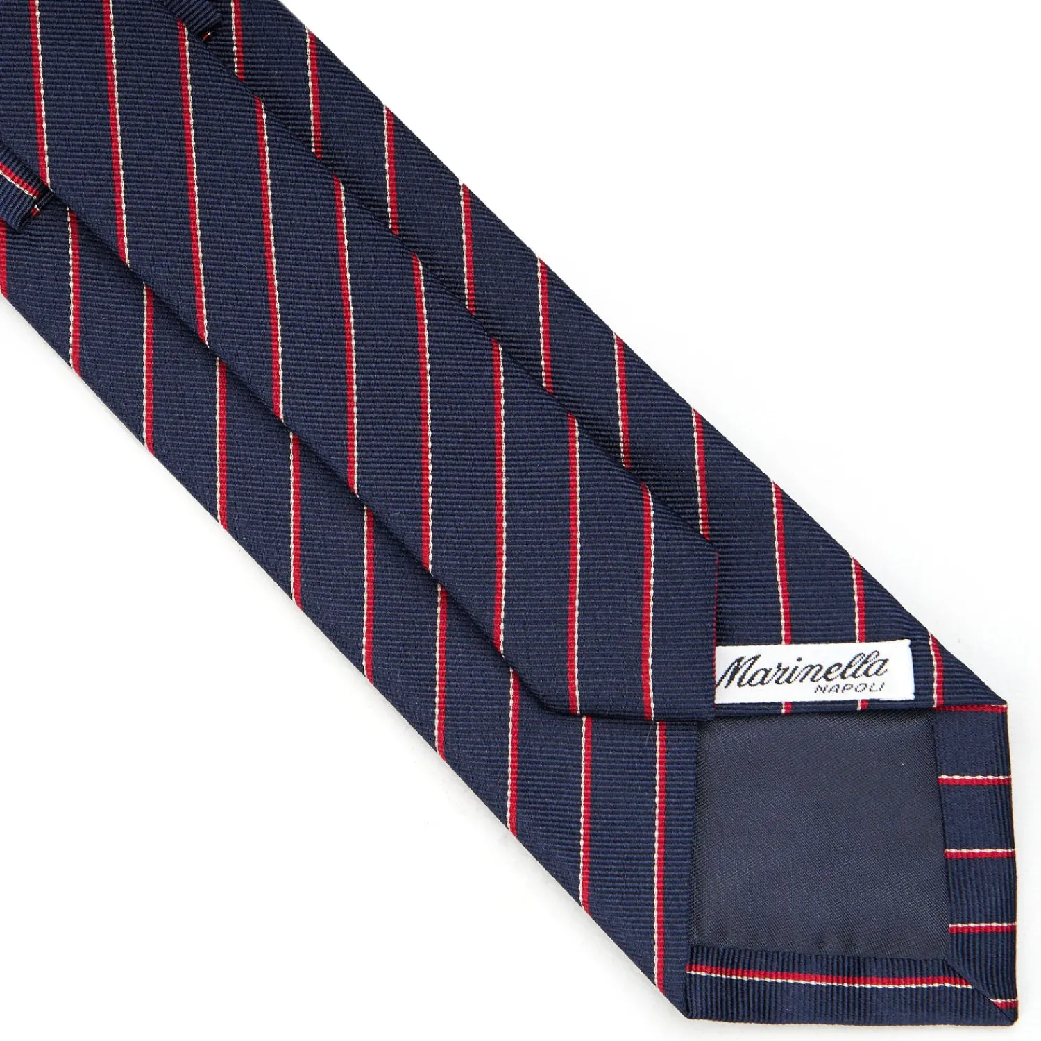 E.Marinella CRAVATTE|Cravatte Regimental E Rigate|CRAVATTA REGIMENTAL IN SETA BLU SCURO Righe rosse