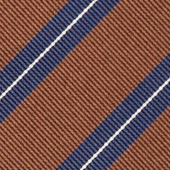 E.Marinella CRAVATTE|Cravatte Regimental E Rigate|CRAVATTA REGIMENTAL IN SETA MARRONE SCURO Righe blu e bianche