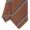 E.Marinella CRAVATTE|Cravatte Regimental E Rigate|CRAVATTA REGIMENTAL IN SETA MARRONE SCURO Righe blu e bianche
