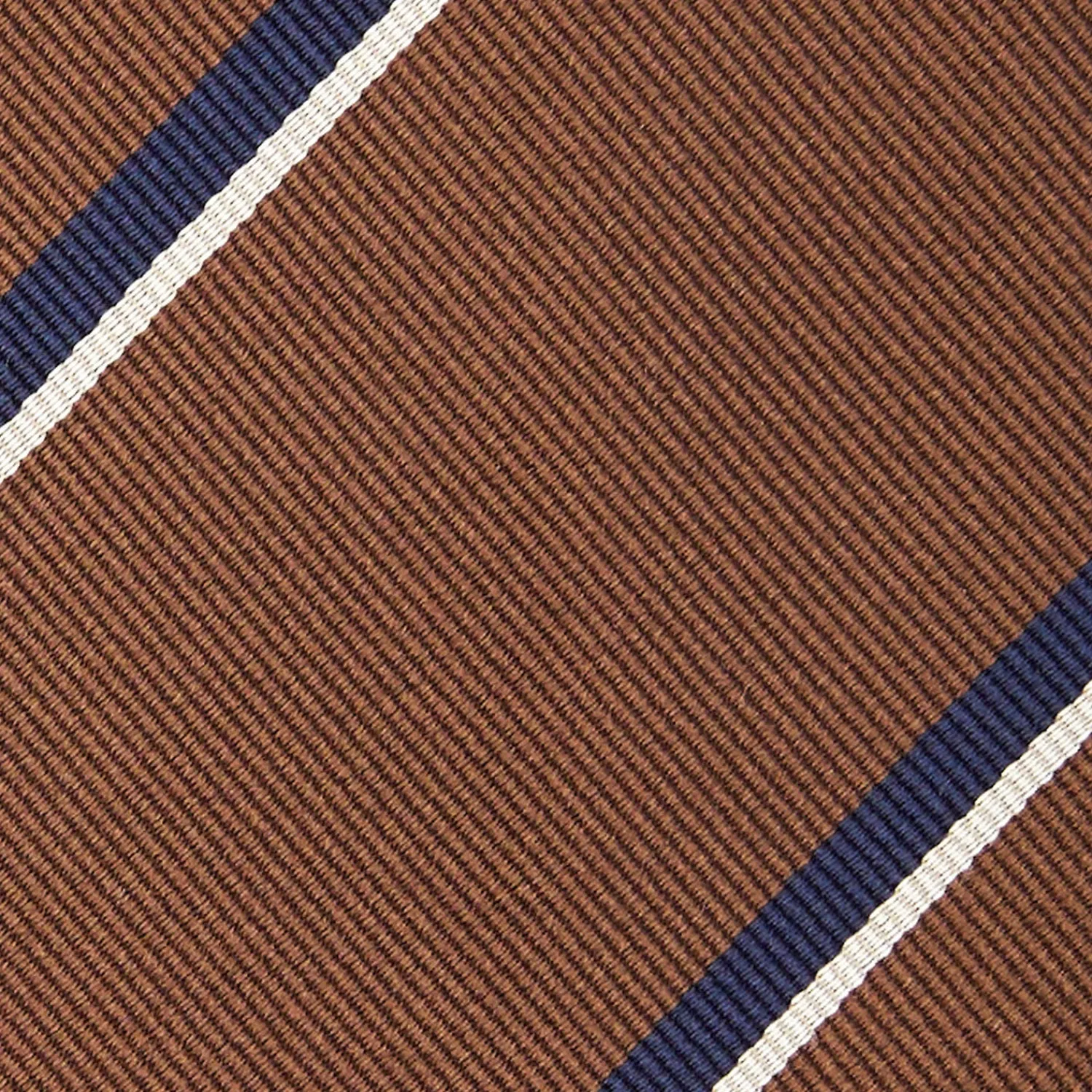 E.Marinella CRAVATTE|Cravatte Regimental E Rigate|CRAVATTA REGIMENTAL IN SETA MARRONE SCURO Righe blu e bianche